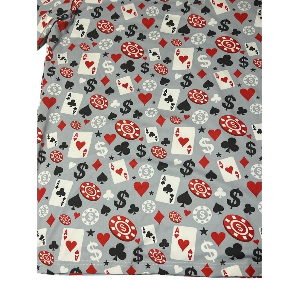 Poker Hawaiian Shirt Men's Size Large Casino Pattern Playing Cards Gambling Casi - Picture 5 of 5